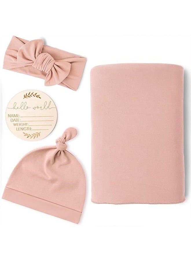 meayul Newborn Receiving Blanket Set, swaddling for babies, New Born Baby Items with Matching Hat and Headband, Baby Swaddle Nursery Swaddle Wrap, baby blanket, Sleeping Bag - Image 1