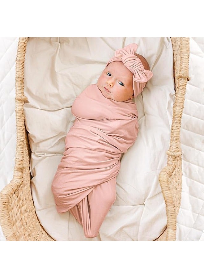 meayul Newborn Receiving Blanket Set, swaddling for babies, New Born Baby Items with Matching Hat and Headband, Baby Swaddle Nursery Swaddle Wrap, baby blanket, Sleeping Bag - Image 3