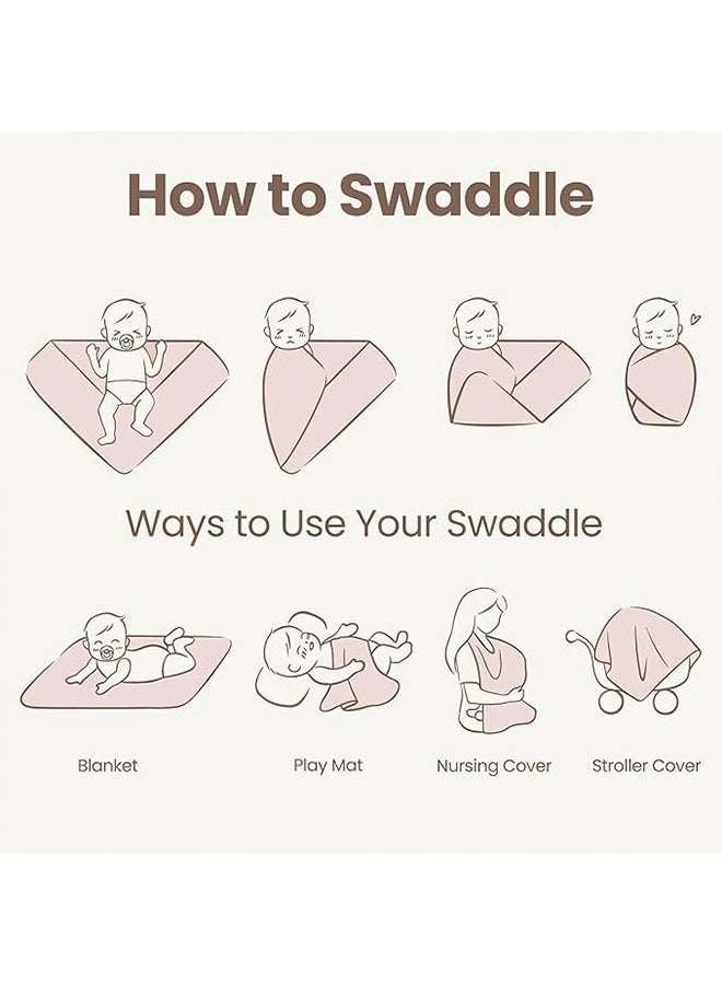 meayul Newborn Receiving Blanket Set, swaddling for babies, New Born Baby Items with Matching Hat and Headband, Baby Swaddle Nursery Swaddle Wrap, baby blanket, Sleeping Bag - Image 4