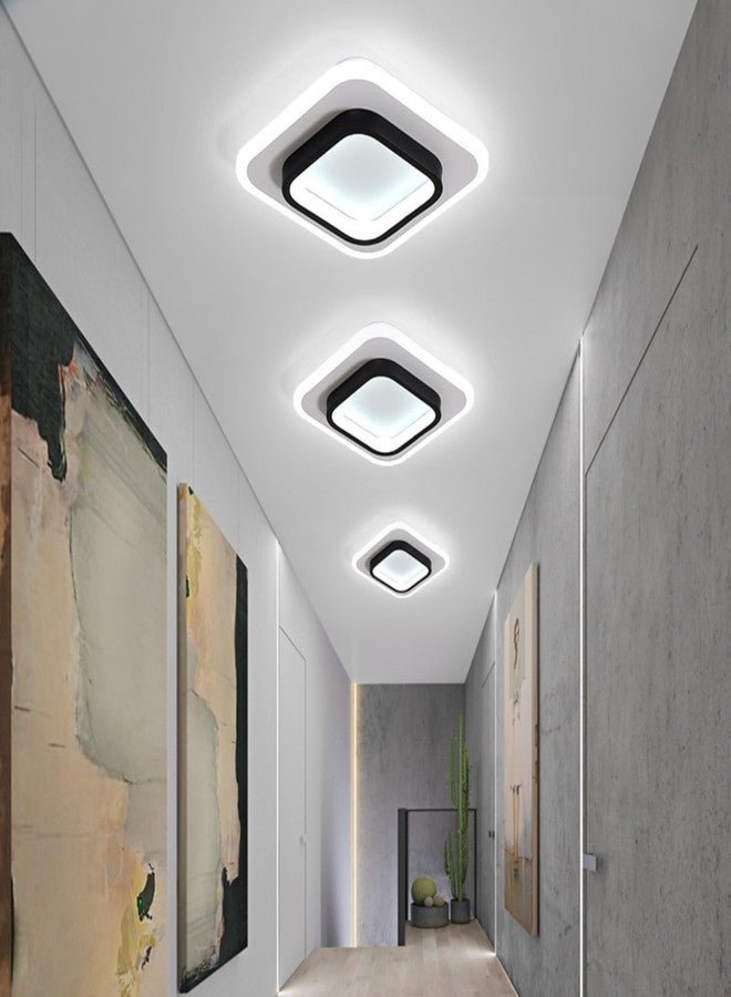 Kidultz Pack of 2-50W Modern European Unique LED Wall Mounted Indoor Aisle Lamp for Balcony Corridor Living Dining Room Home Bedroom Ceiling Light 3 Colour Mode - Warm, Cold & Natural (Square Black) - Image 2