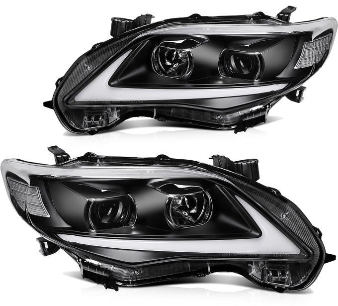 Headlight Assembly Pair For Toyota Corolla 20112013 Black Housing Clear Reflector Clear Lens Driver And Passenger Side Headlamps