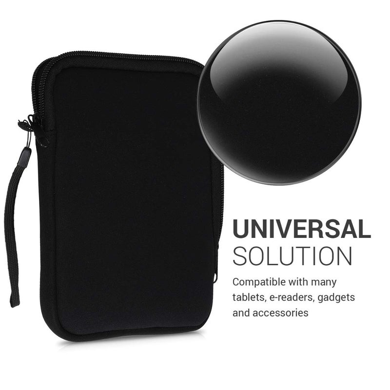 kwmobile Neoprene e-Reader Pouch Size 6" eReader - Universal eBook Sleeve Case with Zipper - Black - Image 4