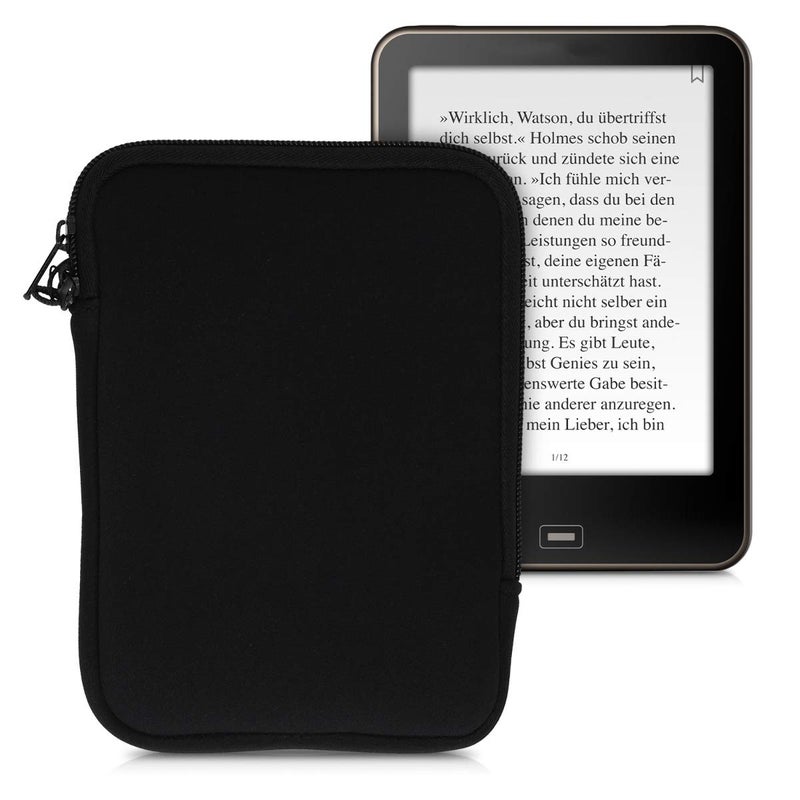kwmobile Neoprene e-Reader Pouch Size 6" eReader - Universal eBook Sleeve Case with Zipper - Black - Image 1