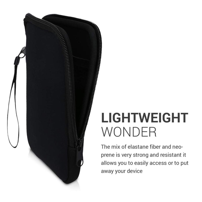 kwmobile Neoprene e-Reader Pouch Size 6" eReader - Universal eBook Sleeve Case with Zipper - Black - Image 3
