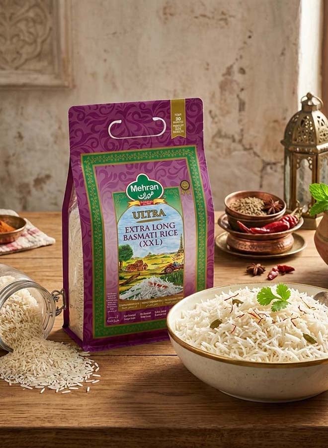 Mehran Basmati Extra Long Grain Super Rice 2Kg - Image 2