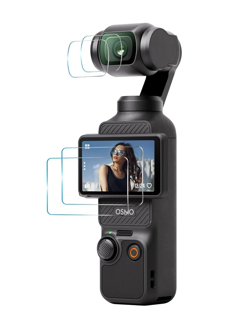 Generic Tempered Glass Screen Protector Film Combo Compatible with DJI OSMO Pocket 3 Camera 2 Screen Protector +2 Lens Film Foil Ultra Clear for OSMO Pocket3 Camera Accessory  - Image 1