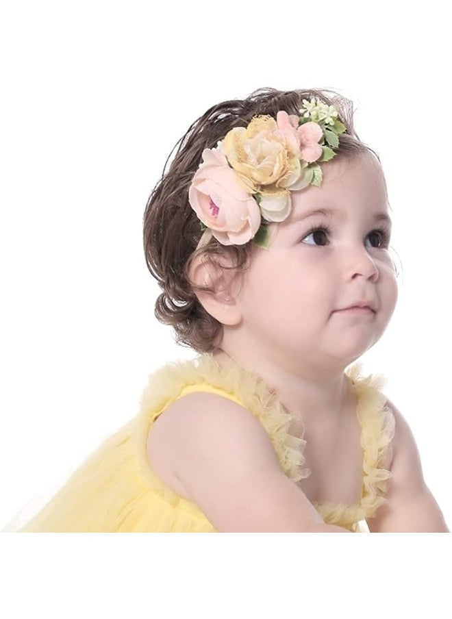 Cinaci Cinaci 6 Pack Delicate Floral Rose Flower Super Stretchy Nylon Headbands Hair Bands Accessories for Baby Girls Newborns Infants Toddlers Kids  - Image 4