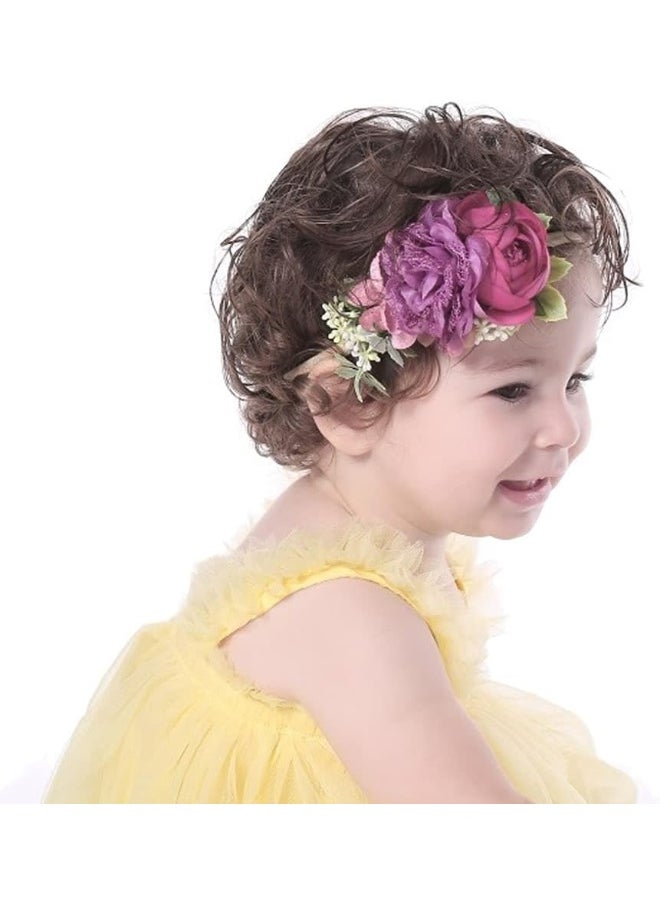 Cinaci Cinaci 6 Pack Delicate Floral Rose Flower Super Stretchy Nylon Headbands Hair Bands Accessories for Baby Girls Newborns Infants Toddlers Kids  - Image 2