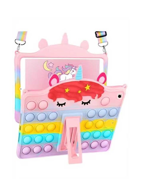 for iPad 9th/8th/7th Generation Case 10.2 Inch Kids Girls Cute Kawaii 3D Girly Soft Cartoon Design Women Teen Colorful Funny Cover with Stand + Lanyard Cases for iPad 7/8/9 Gen 2021 2020 2019