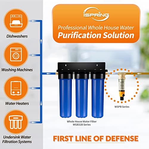 iSpring فلتر مياه منزلي قابل لإعادة الاستخدام iSpring WSP50B، تدفق سريع مع مكشطة مدمجة وسكن شفاف من النحاس، 50 ميكرون - Image 4