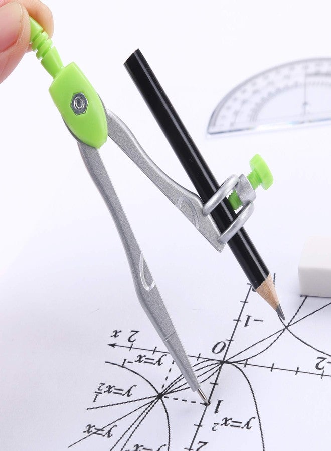 Vobou 10 Pieces Math Geometry Kit Set Student Supplies with Shatterproof Storage Box,Includes Rulers,Protractor,Compass,Eraser,Pencil Sharpener,Lead Refills,Pencil,for School and Drawings（Green） - Image 5