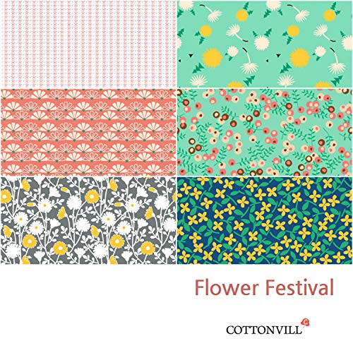 COTTONVILL 20COUNT Cotton Print Quilting Fabric (Quarter 6pcs, Flower Festival) - Image 2