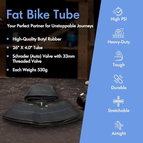 VeloTubes Fat Bike Tube - Schrader (Auto) Valve - 26 X 4.0 - Two Pack - Image 2