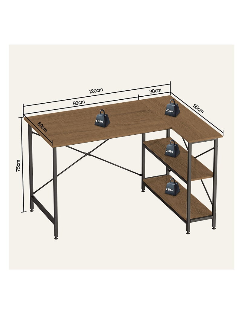 Home Gallery L Shaped Desk with Shelves 120 cm Reversible Corner  - Image 3