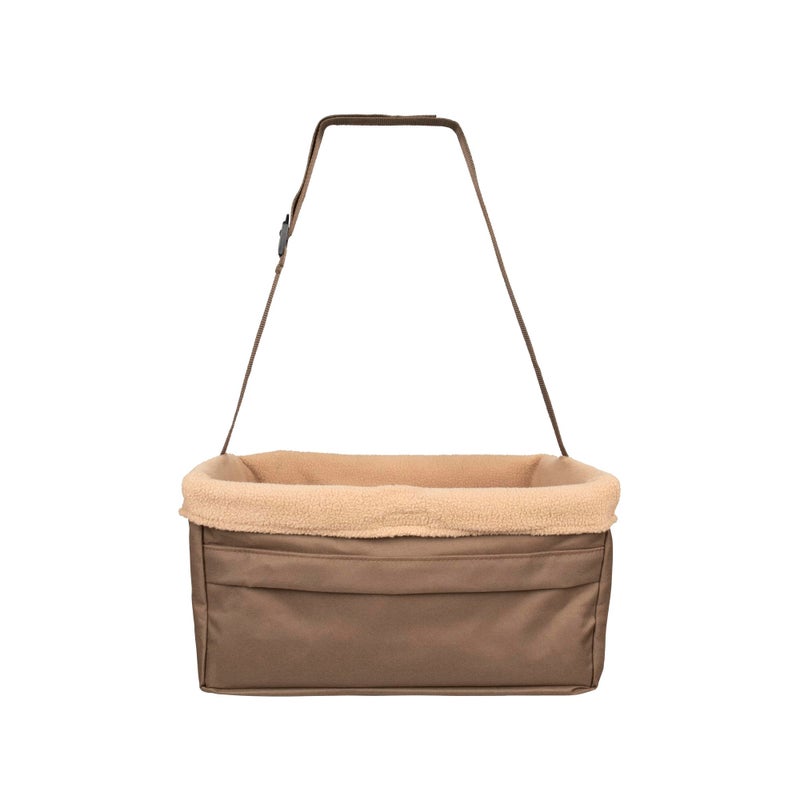 PetSafe Happy Ride Booster Seat for Dogs Open Road Comfort Safe Tether System Zipper Pouch Dog Seat Machine Washable Fleece Liner Easy Install Design Brown Up to 12 lb