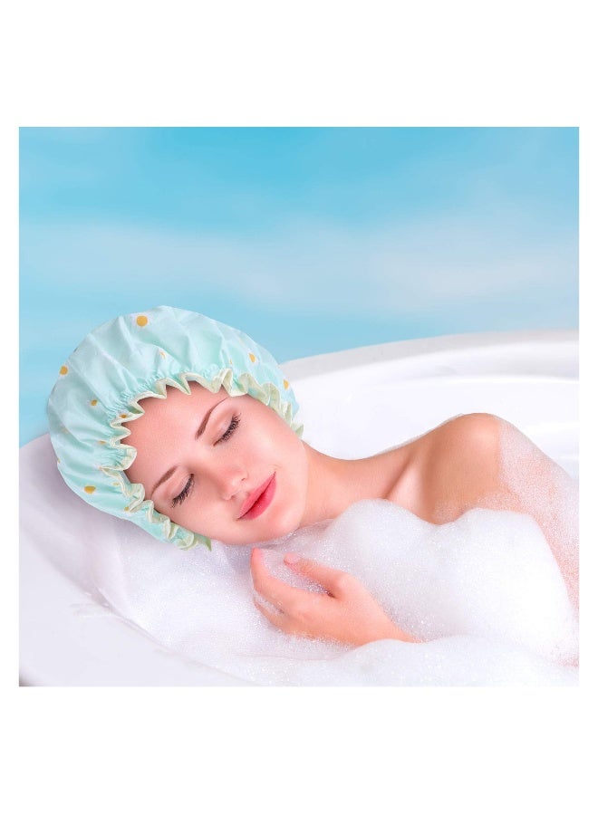 Shower Caps, Bath Cap, for Women Waterproof Double Layered Elastic Shower Cap (4 Pack) - Image 2