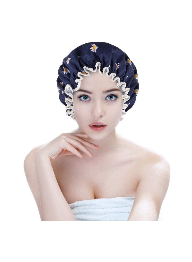 Shower Caps, Bath Cap, for Women Waterproof Double Layered Elastic Shower Cap (4 Pack) - Image 3