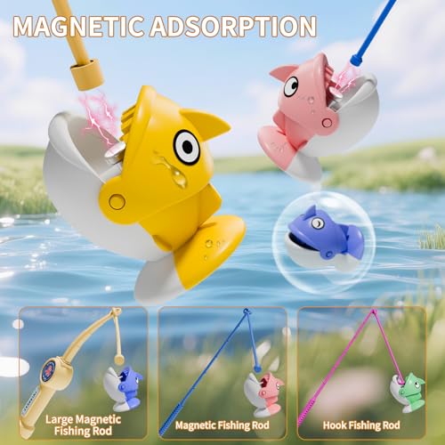 ORANGE OCEAN 66 PCS Magnetic Fishing Game for Kids Toddlers 35 Board Game for Kids 46 18 Players Fishing Toys for Boys 3 4 5 6 7 8 Year Old with 360 Rotation Ideas Birthday Gifts for 3 4 5 6 7 8 Year Old - Image 5