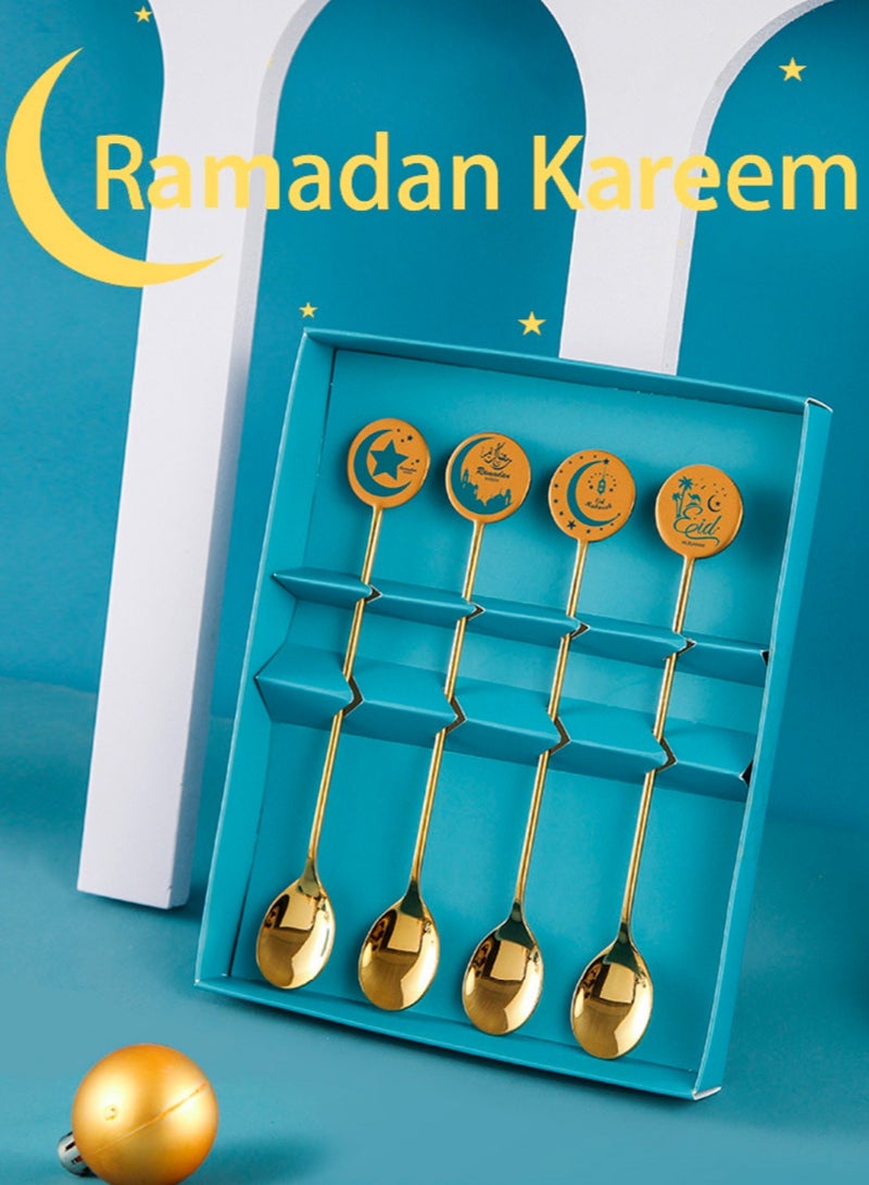 4-piece gold stainless steel cutlery set, 4 gold spoons  - Image 2