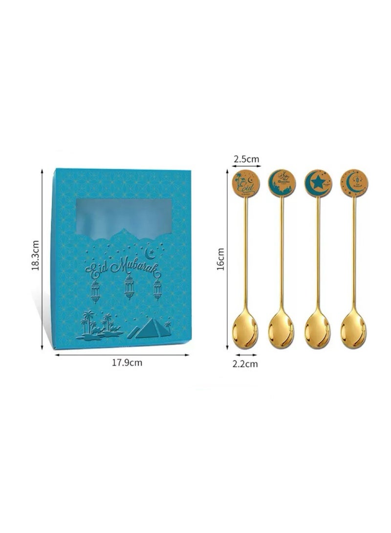 4-piece gold stainless steel cutlery set, 4 gold spoons  - Image 3