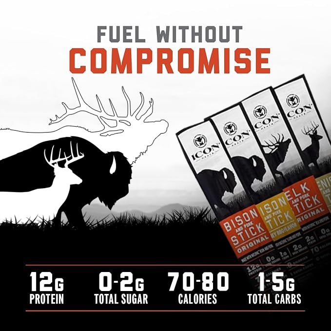 ICON Meats Snack Sticks Sampler - Assorted Flavors of Bison, Elk, Venison and Pork Jerky Sticks - 24 Pack of Individually Wrapped Meat Sticks, 6 Per Flavor - USDA Approved, All Natural Artisan Meats - Image 4