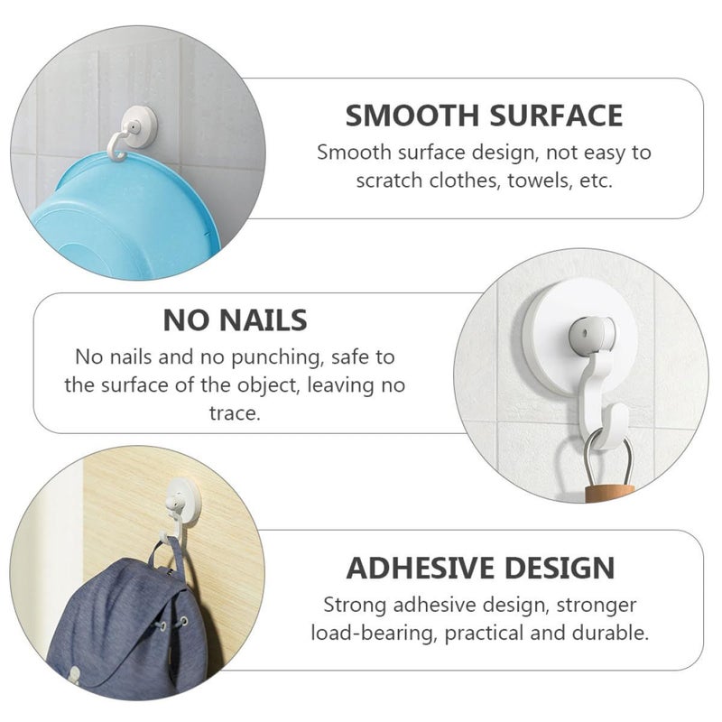 3pcs White Self Adhesive Hook Set Multipurpose Heavy Duty Wall Hangers for Towels - Image 4
