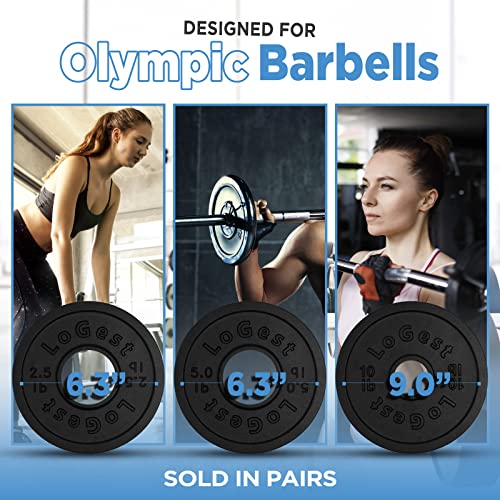 Logest Pair Olympic Plates - Barbell Weights Set of 2 Weight Plates for Olympic Bars Perfect for Strength Training Plates Exercise Balance Increase Available in 2.5LB 5LB 10LB Weight Plate - Image 2
