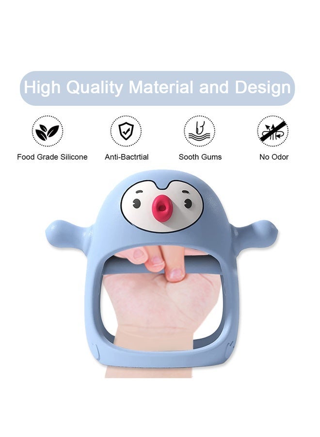Smily Mia Penguin Silicone Baby Teether – Handheld Teething Toy for 0-6 Months, Pacifier Alternative for Breastfed Babies, Gum Massager & Teething Relief, BPA-Free, Dishwasher Safe, Blue - Image 5