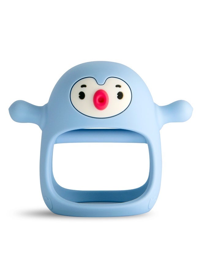 Smily Mia Penguin Silicone Baby Teether – Handheld Teething Toy for 0-6 Months, Pacifier Alternative for Breastfed Babies, Gum Massager & Teething Relief, BPA-Free, Dishwasher Safe, Blue - Image 1