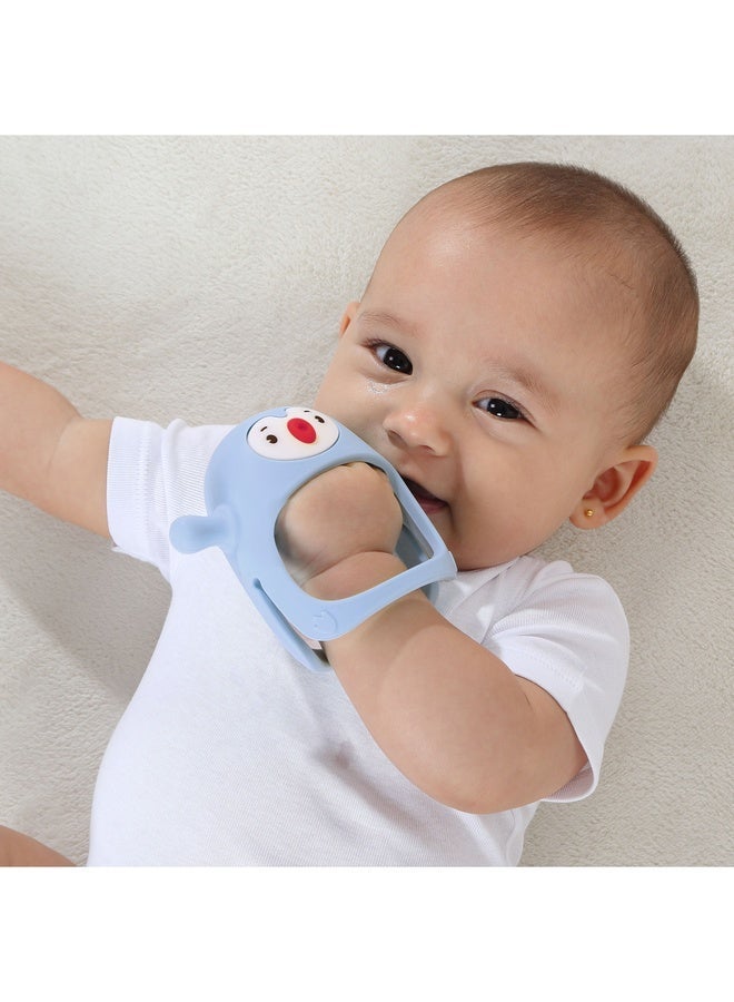 Smily Mia Penguin Silicone Baby Teether – Handheld Teething Toy for 0-6 Months, Pacifier Alternative for Breastfed Babies, Gum Massager & Teething Relief, BPA-Free, Dishwasher Safe, Blue - Image 2