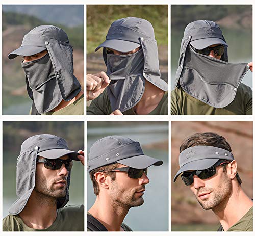 Gustave® Mens Sun Hat Wide Brim Summer Sun Cap UV Protection Fishsing Hat Foldable Bucket Hat Sun Protection Caps Outdoor (Deep Grey) - Image 2