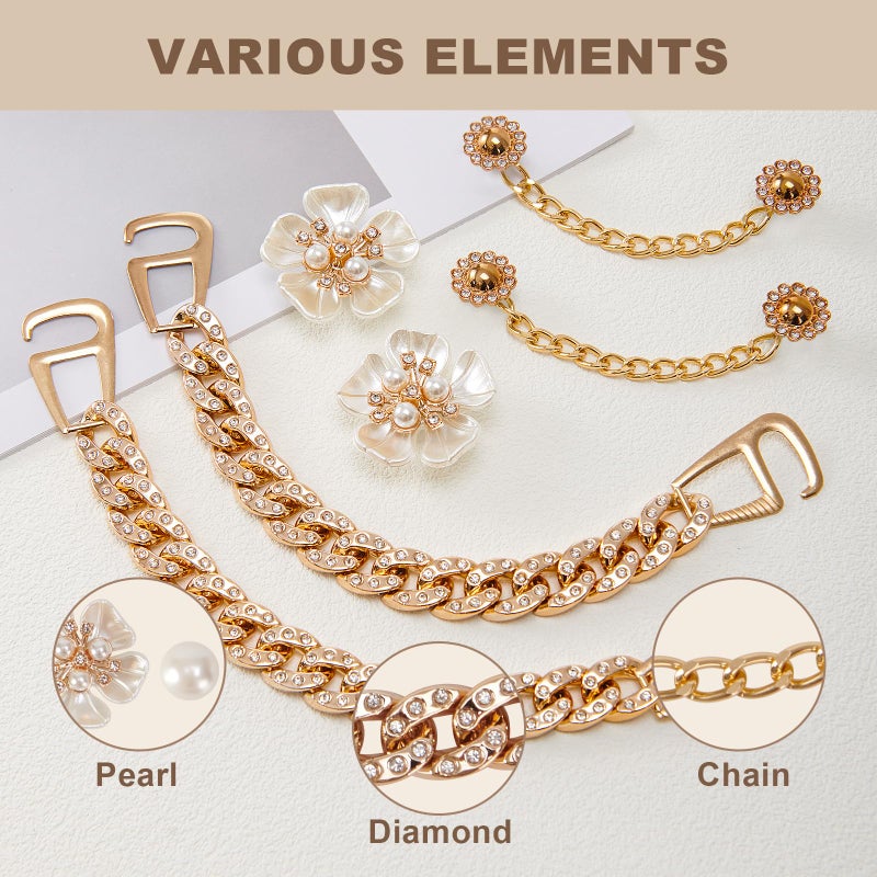 KUKUYOMY 20 Pcs Bling Shoe Charms for Women Gold Chain Accessories Girly Cute Shoe Decoration Include Pearl Rhinestone Butterfly Flower for Party Favor - Image 5