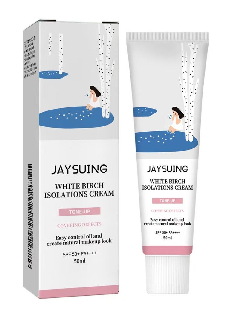 Jaysuing Birch Juice Moisturizing Tone Up Sunscreen 50mL, No White Cast, Strong UV Protection, Moist Essence Type, Ocean Friendly-Reef Safe - Image 1