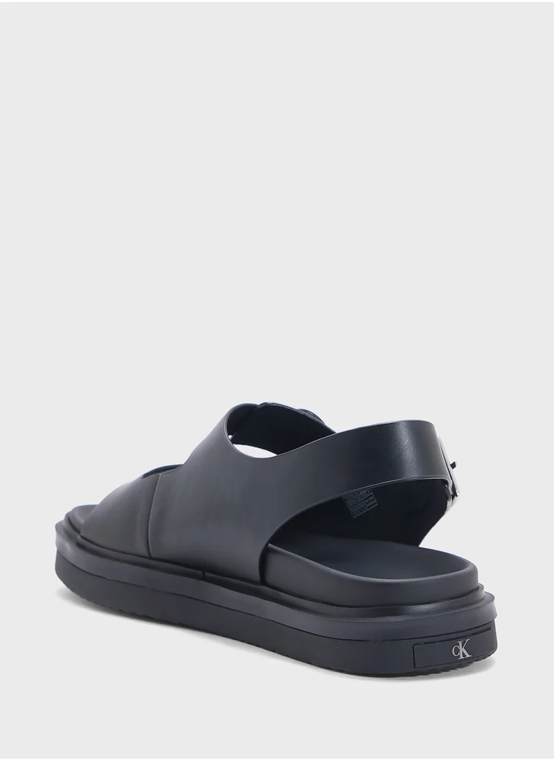 كالفن كلاين جينز LEATHER SANDALS WITH BUCKLE