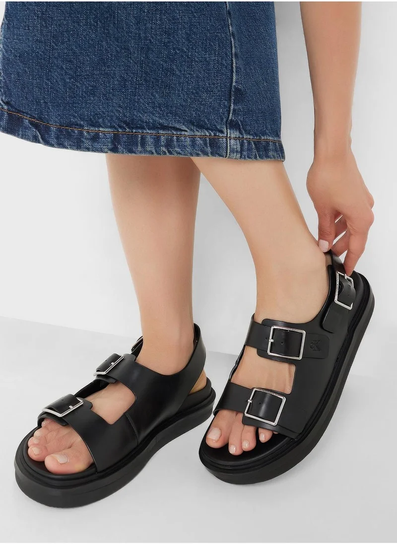كالفن كلاين جينز LEATHER SANDALS WITH BUCKLE