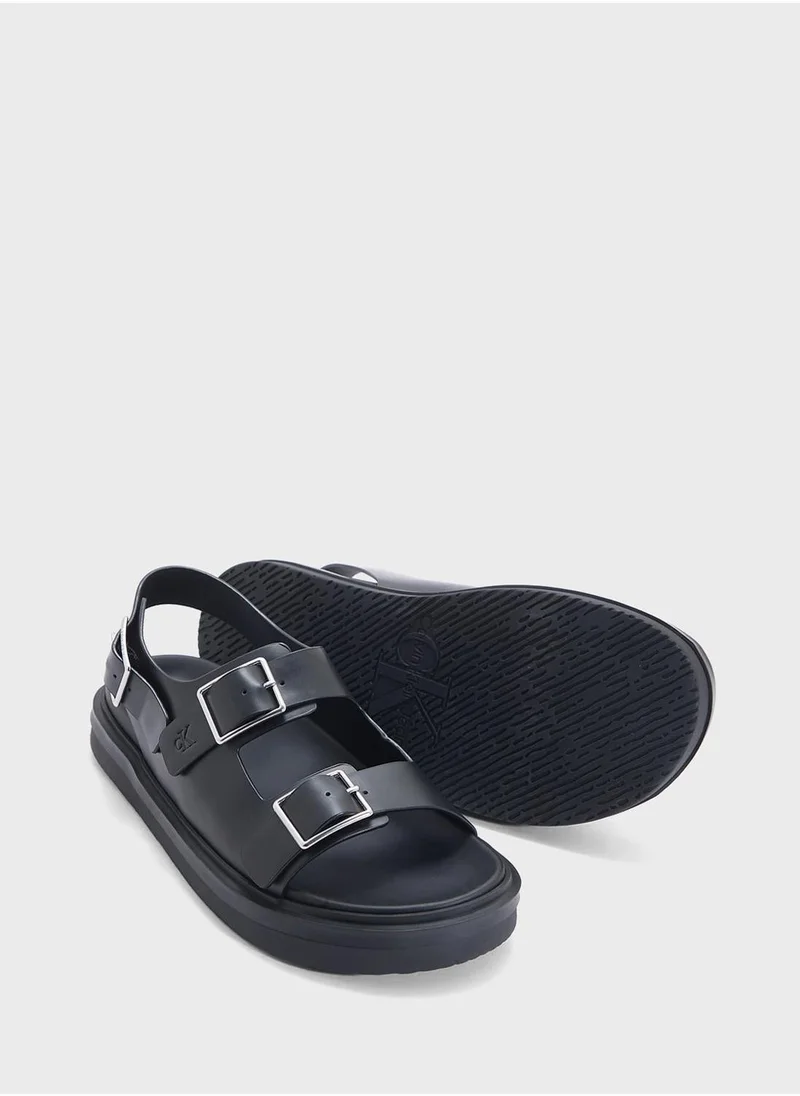 Calvin Klein Jeans LEATHER SANDALS WITH BUCKLE