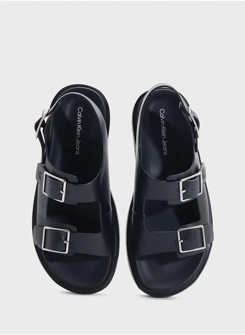 Calvin Klein Jeans LEATHER SANDALS WITH BUCKLE