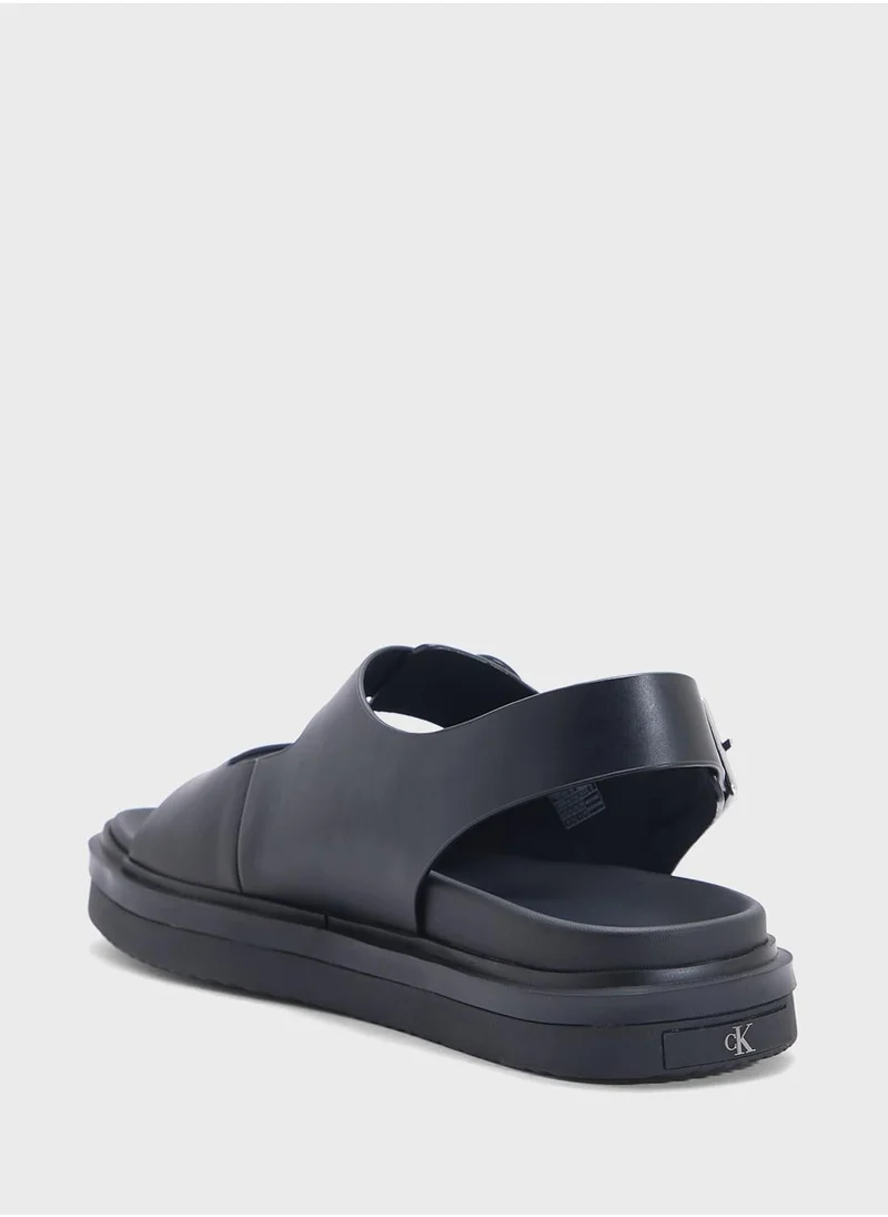 Calvin Klein Jeans LEATHER SANDALS WITH BUCKLE