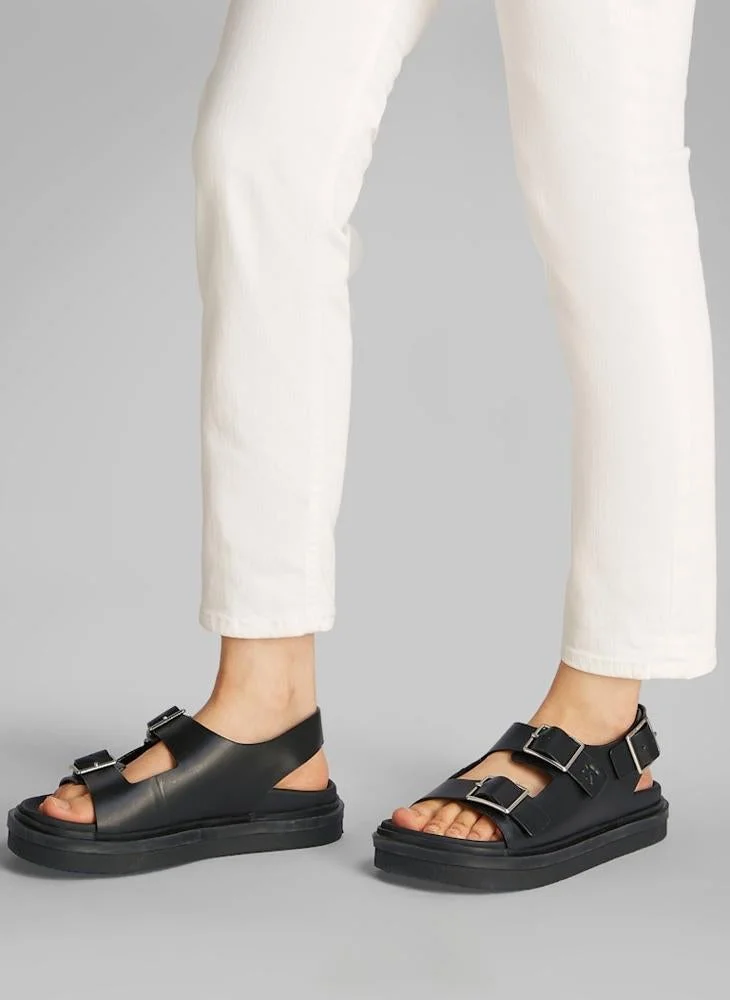 Calvin Klein Jeans LEATHER SANDALS WITH BUCKLE