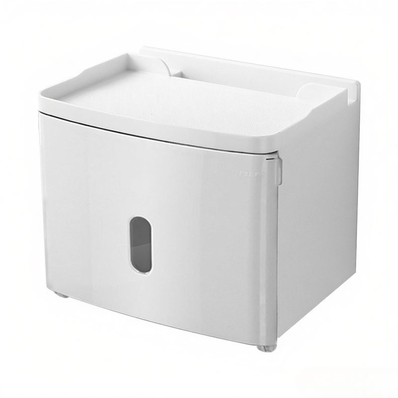 صندوق مناديل مع رف / منفرد مناديل ورقية مثبت على الحائط / حامل لمناديل رولية لاصق / منفرد مناديل حمام مرحاض / منفرد مناديل ورقية مطبخ منزل - Image 1