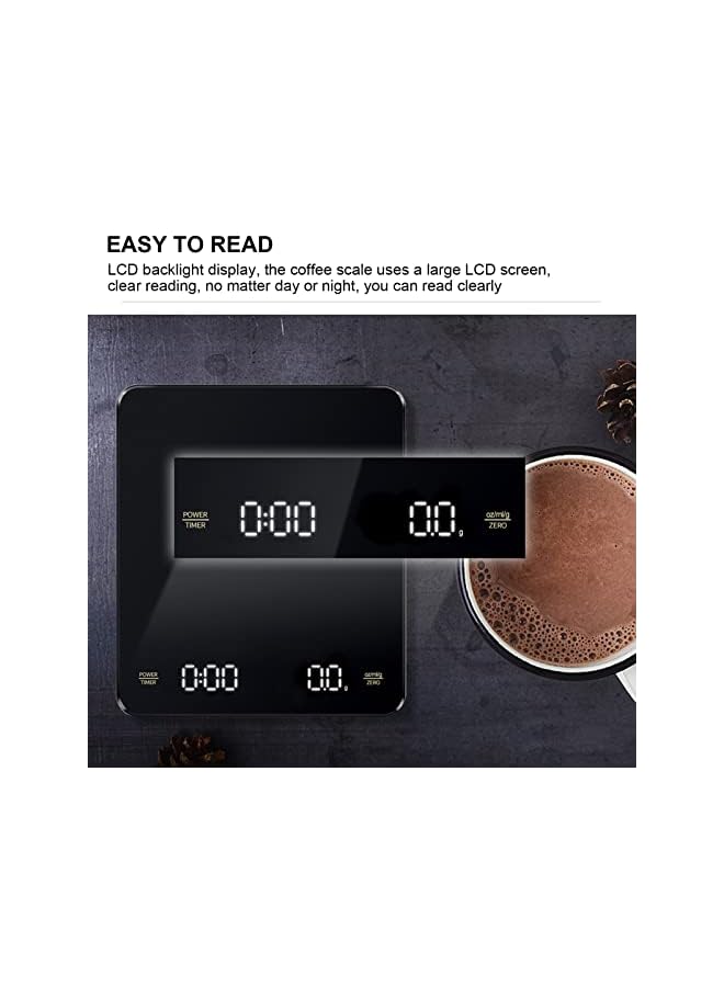 Junlucki Coffee Scale, 3KG Electronic Scale High Accuracy High Temperature Resistance Rechargeable 3 Units for Home for Vegetables - Image 4