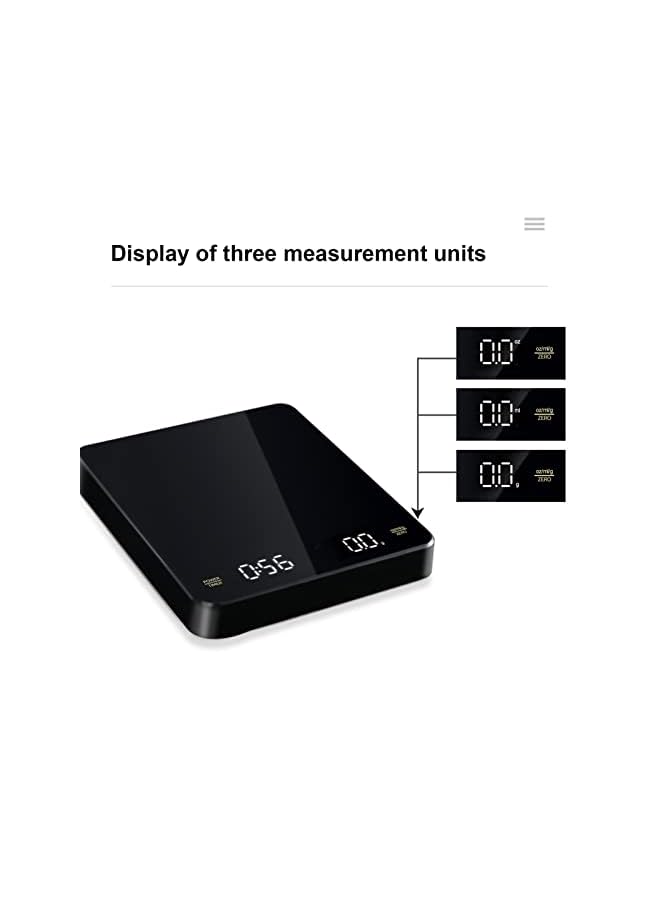 Junlucki Coffee Scale, 3KG Electronic Scale High Accuracy High Temperature Resistance Rechargeable 3 Units for Home for Vegetables - Image 5