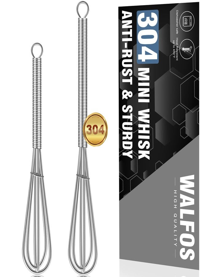 Walfos Mini Whisks Stainless Steel, Small Whisk 2 Pieces, 5in and 7in Tiny Whisk for Whisking, Beating, Blending Ingredients, Mixing Sauces - Image 1