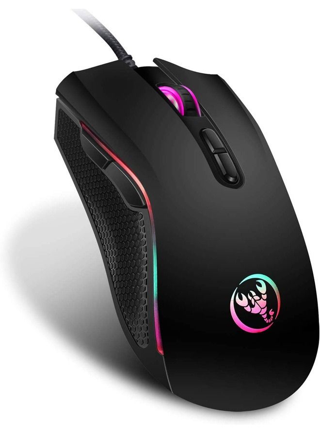 كابتن تيك ماوس ألعاب A869 سلكي ، 7 أزرار قابلة للبرمجة ، 7 ألوان زاهية LED وتصميم هندسي من أجل لمسة مريحة ، 3200 نقطة في البوصة قابلة للتعديل - Image 1