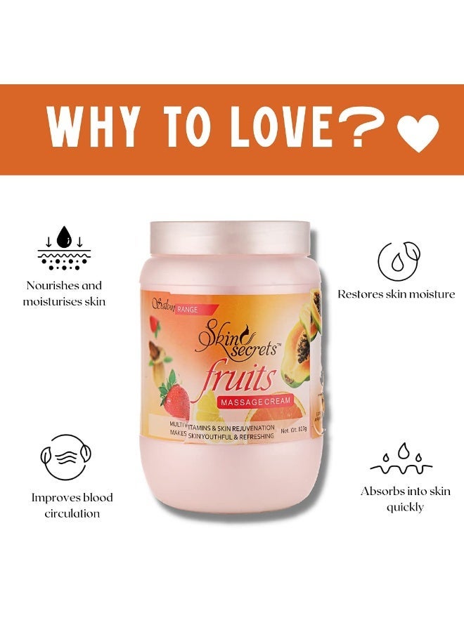 Skin Secrets Fruit Facial Massage Cream with Orange & Papaya Extract| Paraben Free, Cruelty Free & Vegan (800gm) - Image 3