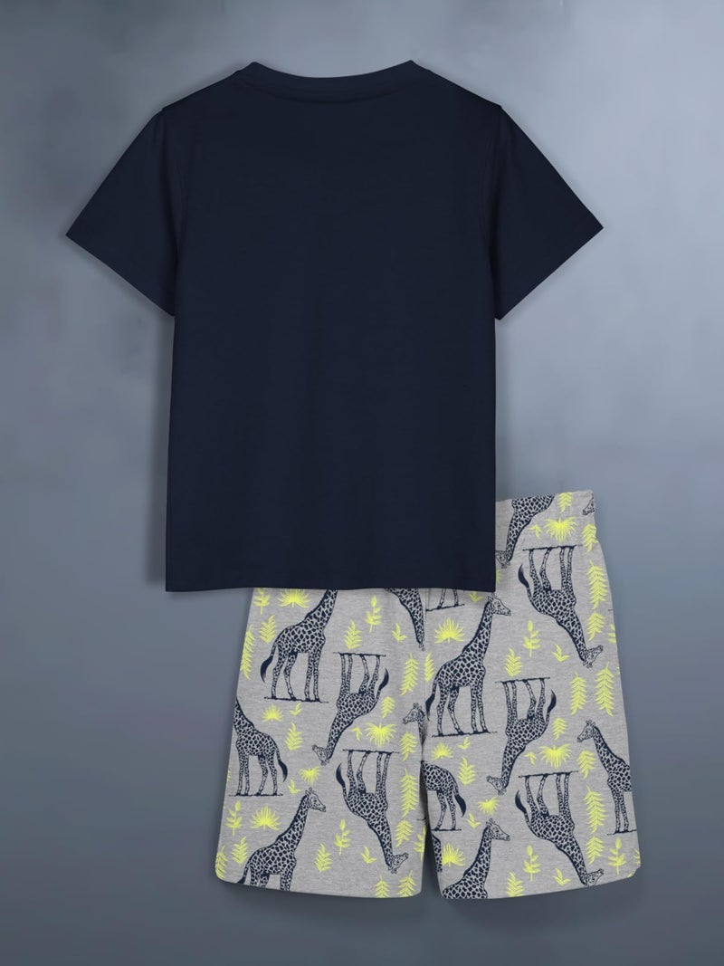 HELLCAT Boys Dress Clothing Set Combo with Tshirts & Shorts - Pack 2 Navy/Beige 1-2 Years - Image 4