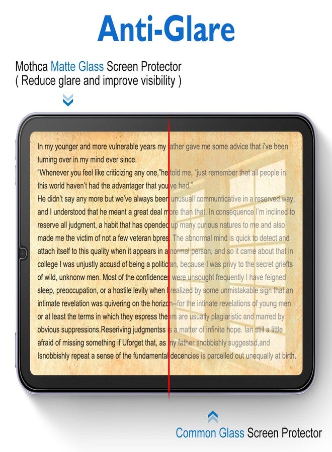 موثكا واقي شاشة زجاجي غير لامع من موثكا، عبوة واحدة، لجهاز iPad Mini 8.3 بوصة A17 Pro (2024) وMini 6 (2021)، مع إطار محاذاة، فيلم زجاجي مقوى مضاد للوهج وبصمات الأصابع لجهاز iPad Mini 7/6، ناعم كالحرير - Image 3