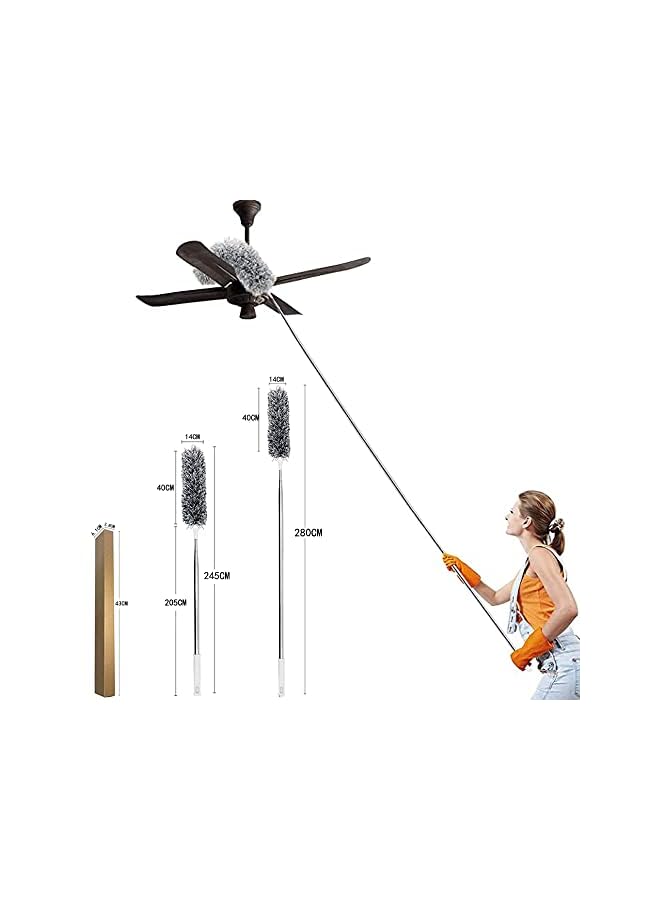 PROMASS Dusters for Cleaning High Ceiling Fan,Microfiber Feather Duster with 30'' to 110'' Telescoping Extension Pole, Long Extendable Duster for Home Car Furniture Cobweb  - Image 3