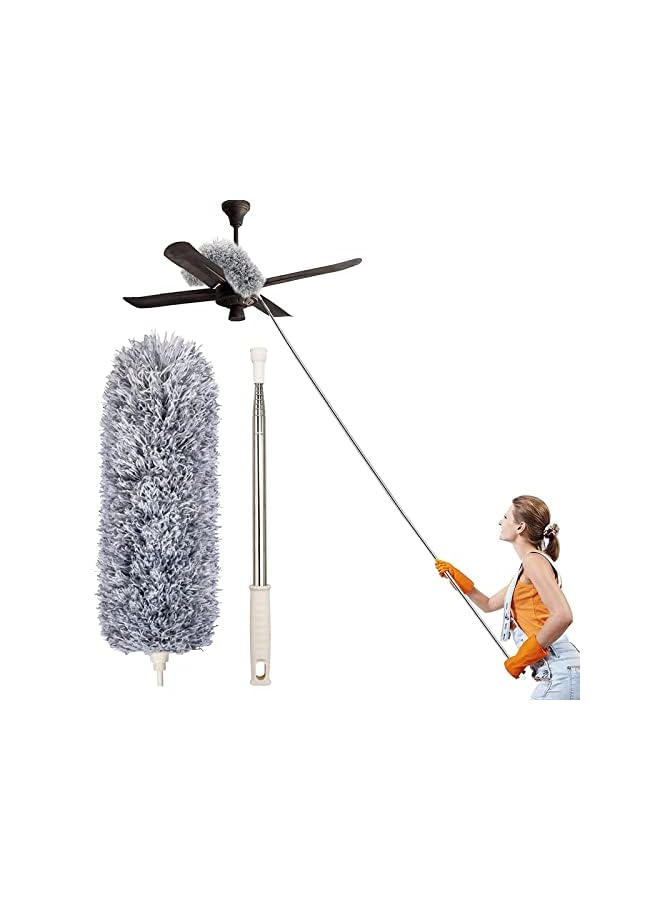 PROMASS Dusters for Cleaning High Ceiling Fan,Microfiber Feather Duster with 30'' to 110'' Telescoping Extension Pole, Long Extendable Duster for Home Car Furniture Cobweb  - Image 2