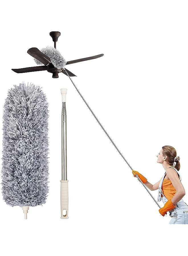 PROMASS Dusters for Cleaning High Ceiling Fan,Microfiber Feather Duster with 30'' to 110'' Telescoping Extension Pole, Long Extendable Duster for Home Car Furniture Cobweb  - Image 1
